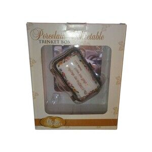 Imperial Porcelain Trinket Box Psalm 23:1 Scripture Bible Trinket Box